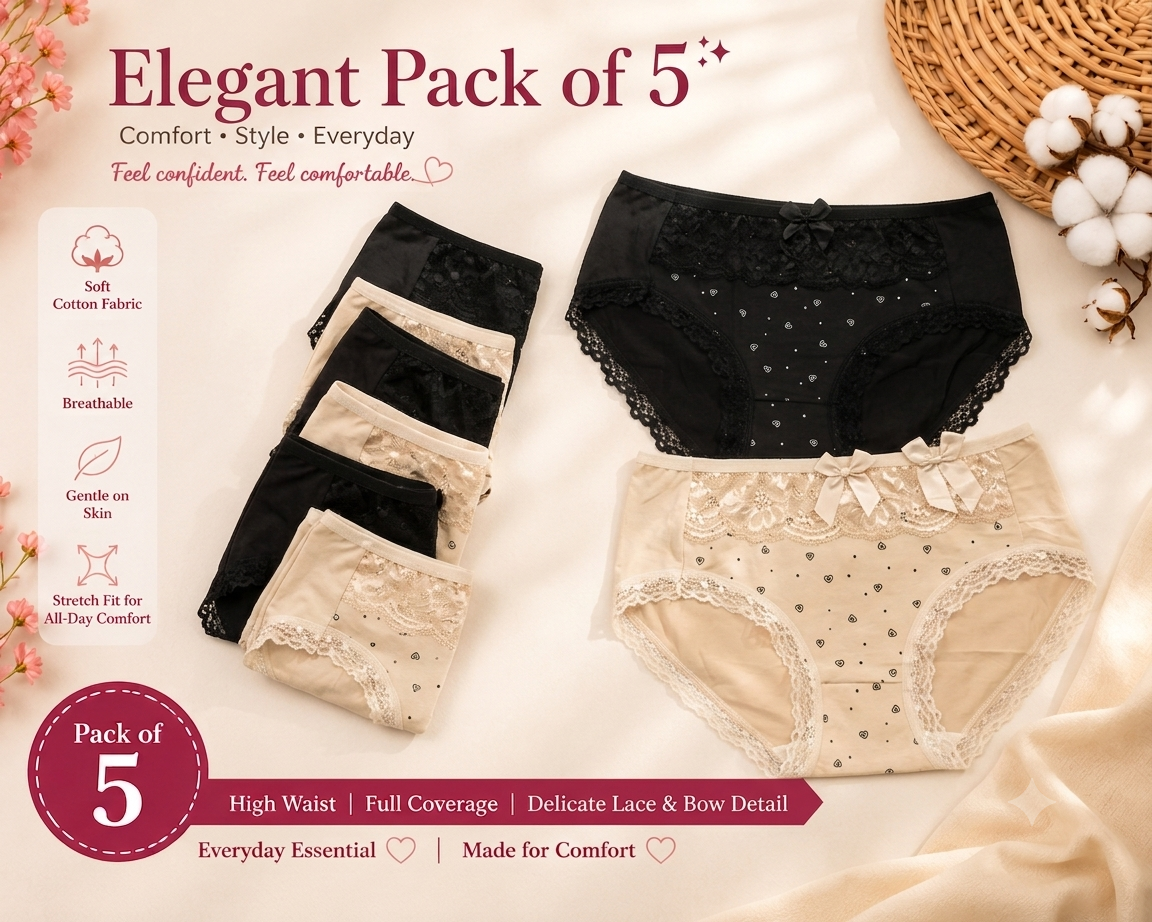 Pack of 5 Comfort Seamless Panties PLUS SIZE Underwear XXXL