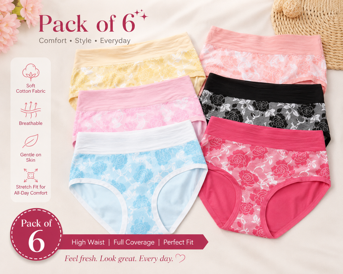 Pack of 6 Seamless Panties PLUS SIZE Underwear XXXL