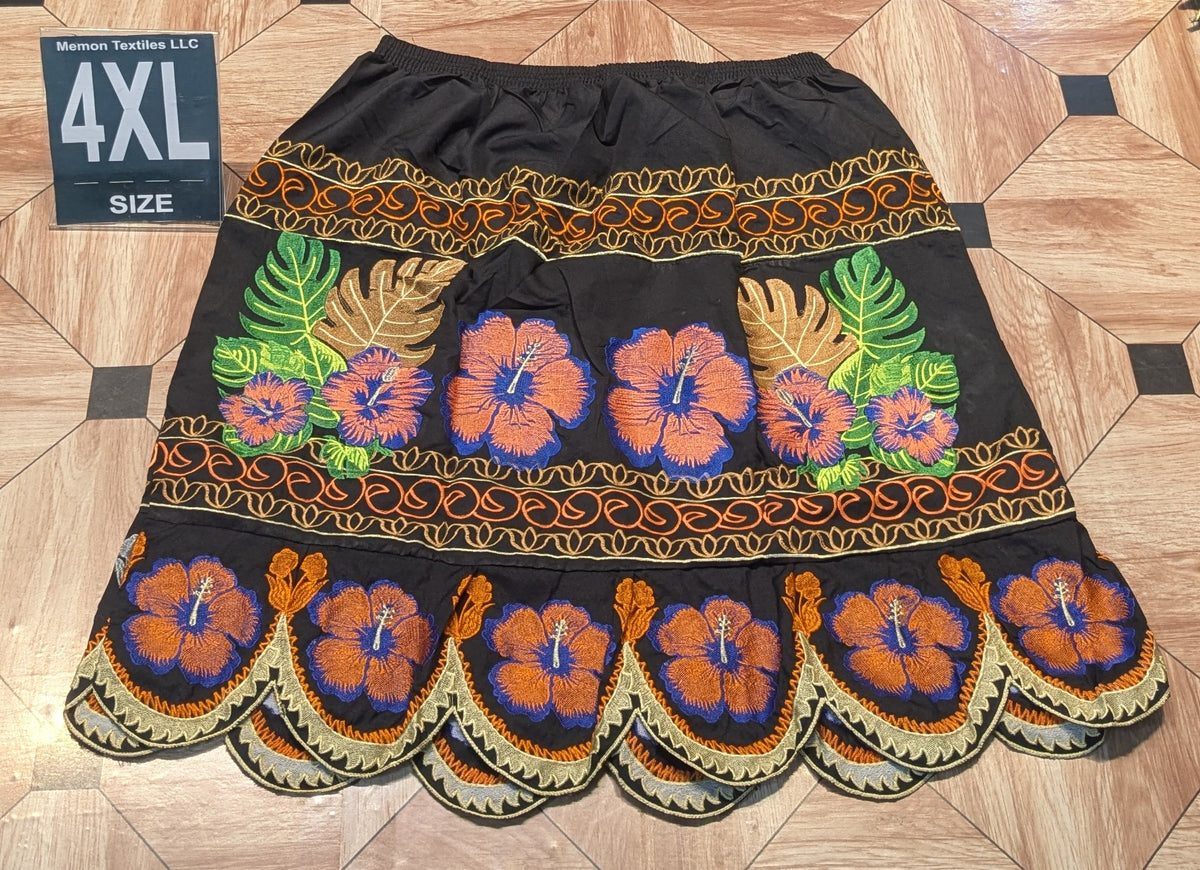 Floral Embroidered Island Skirts (Urohs) - 4XL