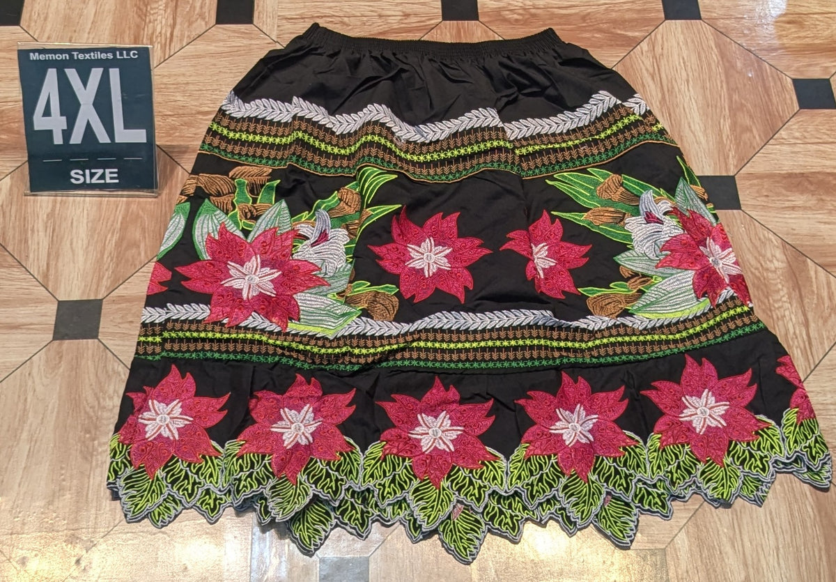 Floral Embroidered Island Skirts (Urohs) - 4XL