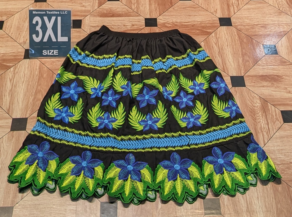 Floral Urohs Embroidered Skirt - 3XL