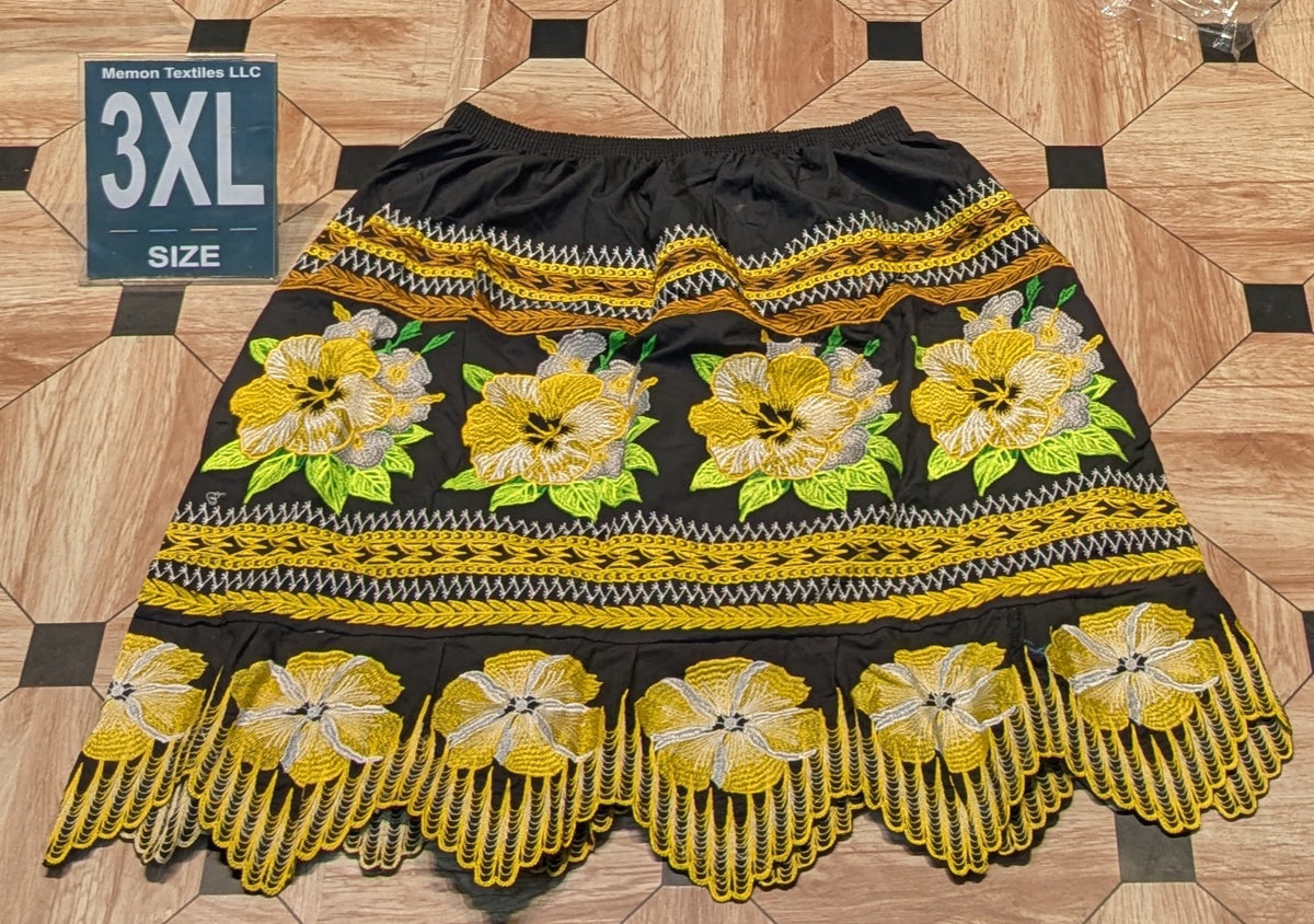 Floral Embroidered Island Skirts (Urohs) - 3XL