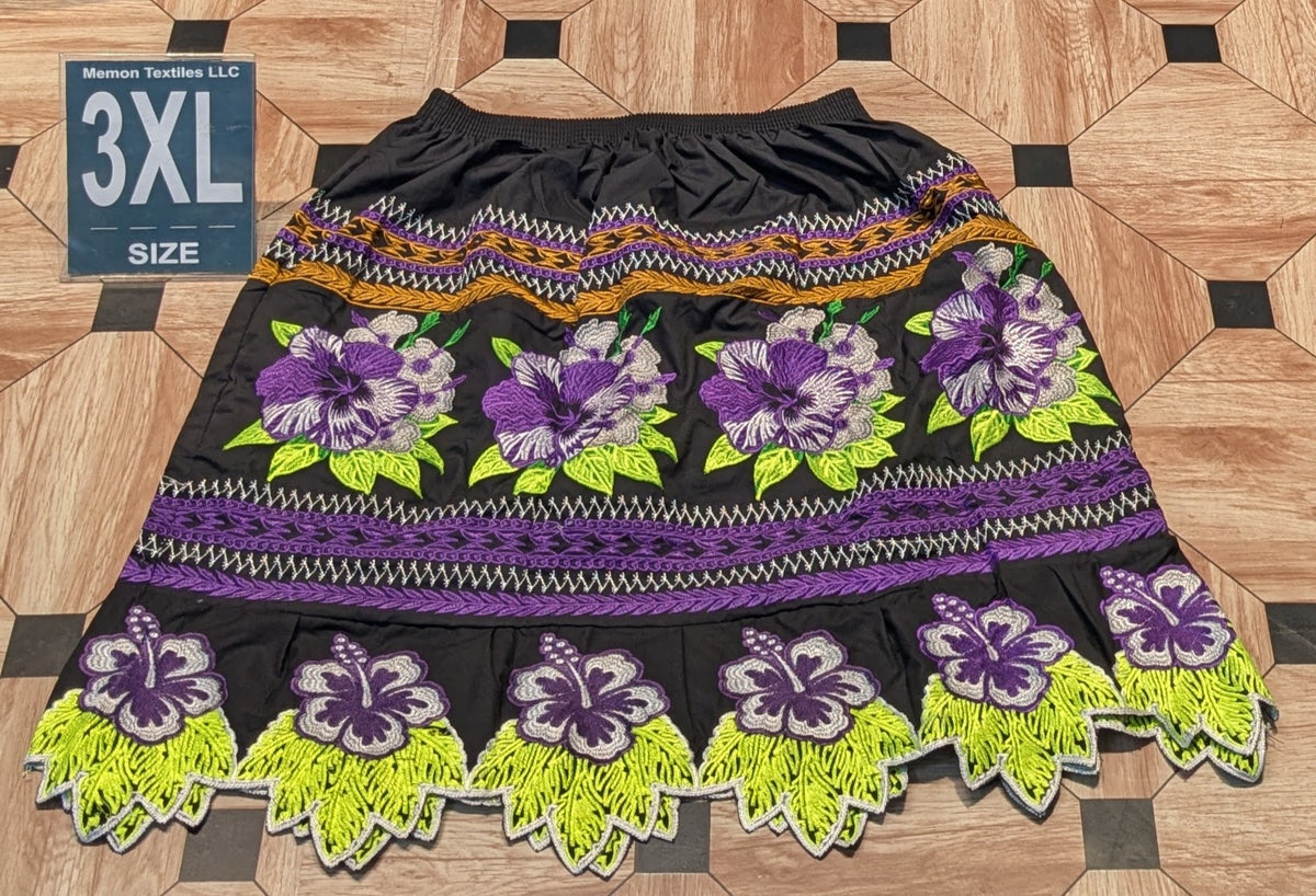 Floral Embroidered Island Skirts (Urohs) - 3XL