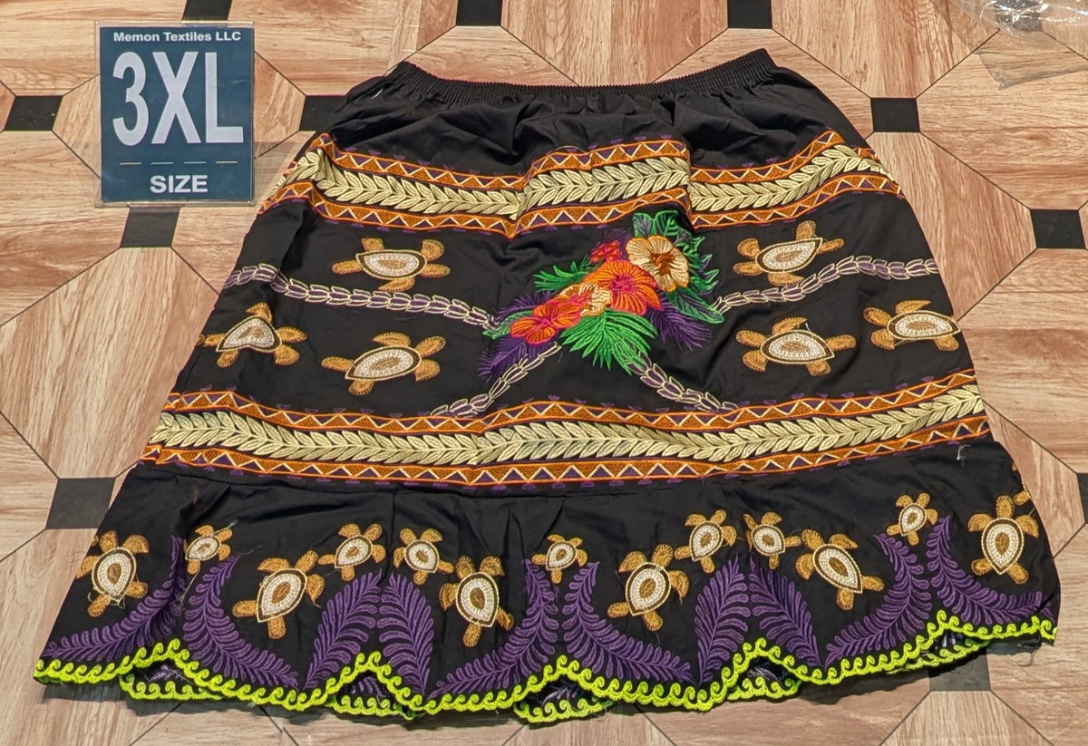 Floral Embroidered Island Skirts (Urohs) - 3XL