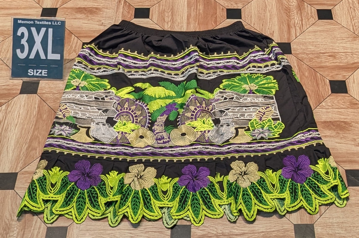 Floral Embroidered Island Skirts (Urohs) - 3XL