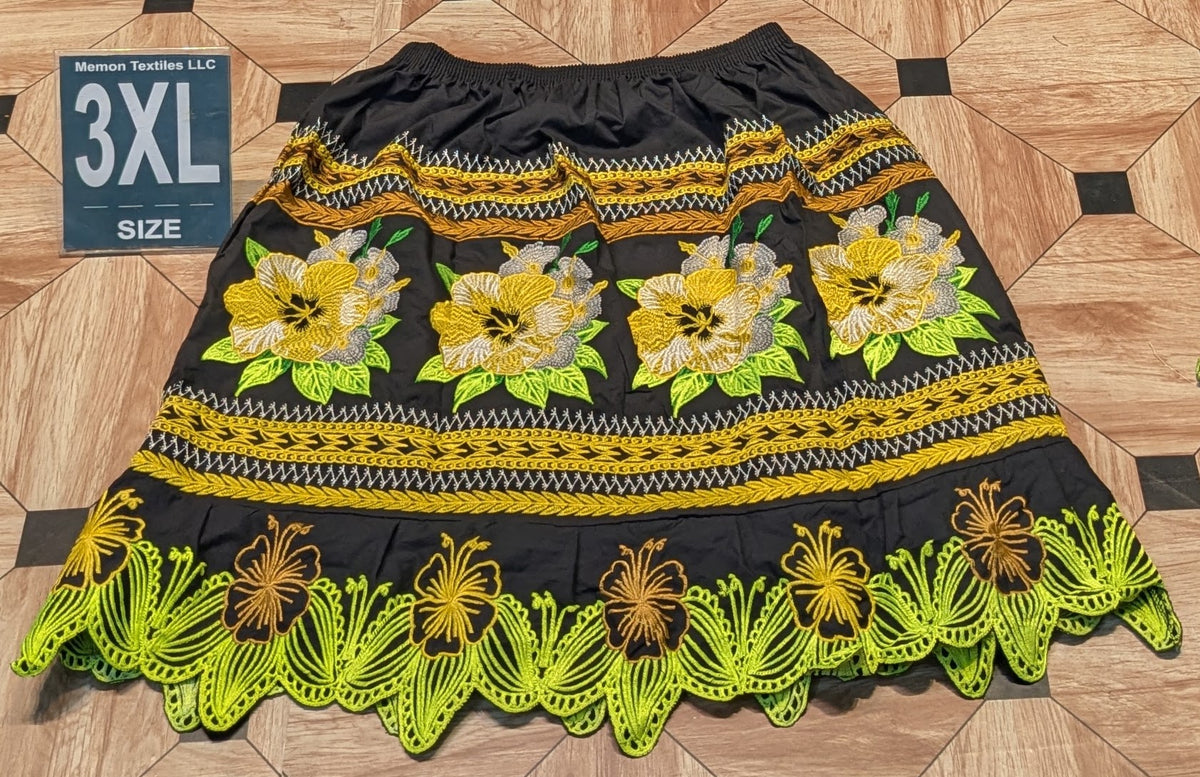 Floral Embroidered Island Skirts (Urohs) - 3XL
