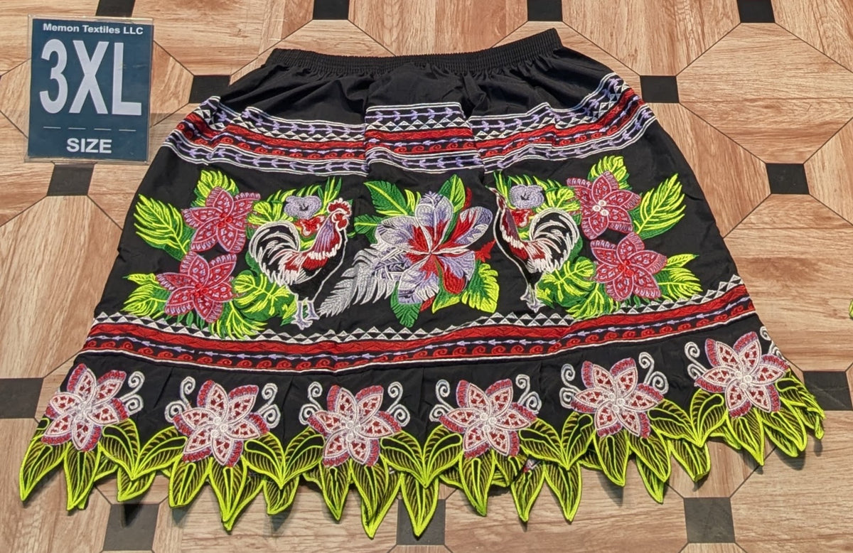 Floral Embroidered Island Skirts (Urohs) - 3XL