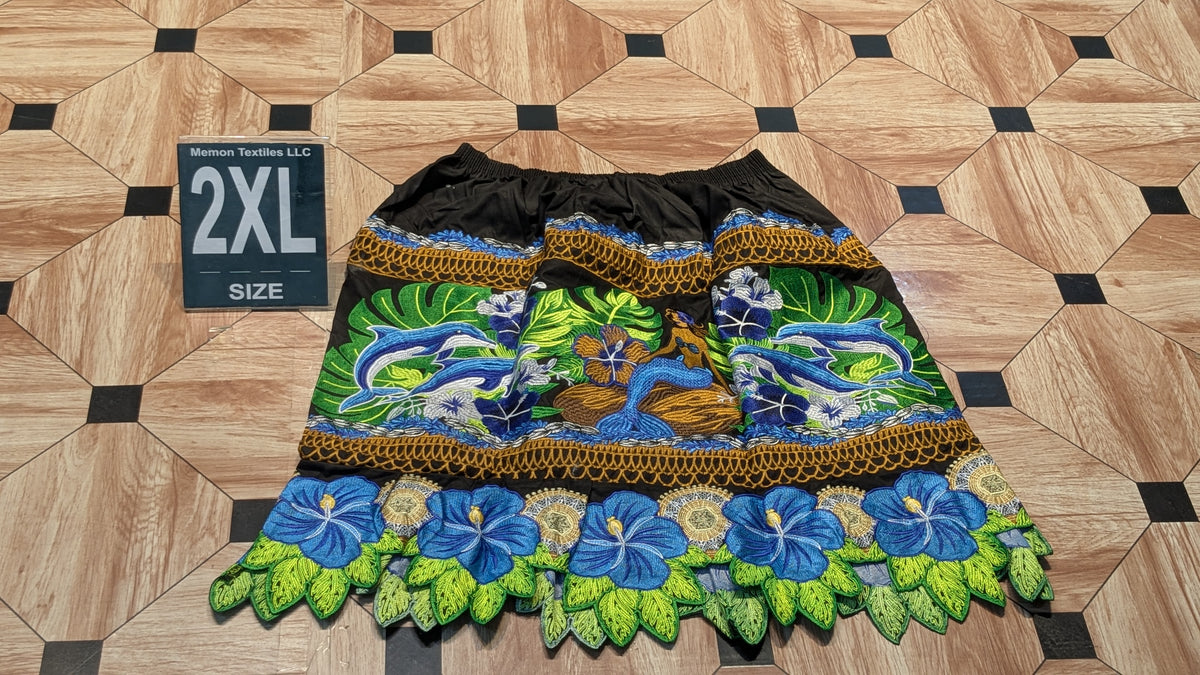 Floral Embroidered Island Skirts (Urohs) - 2XL