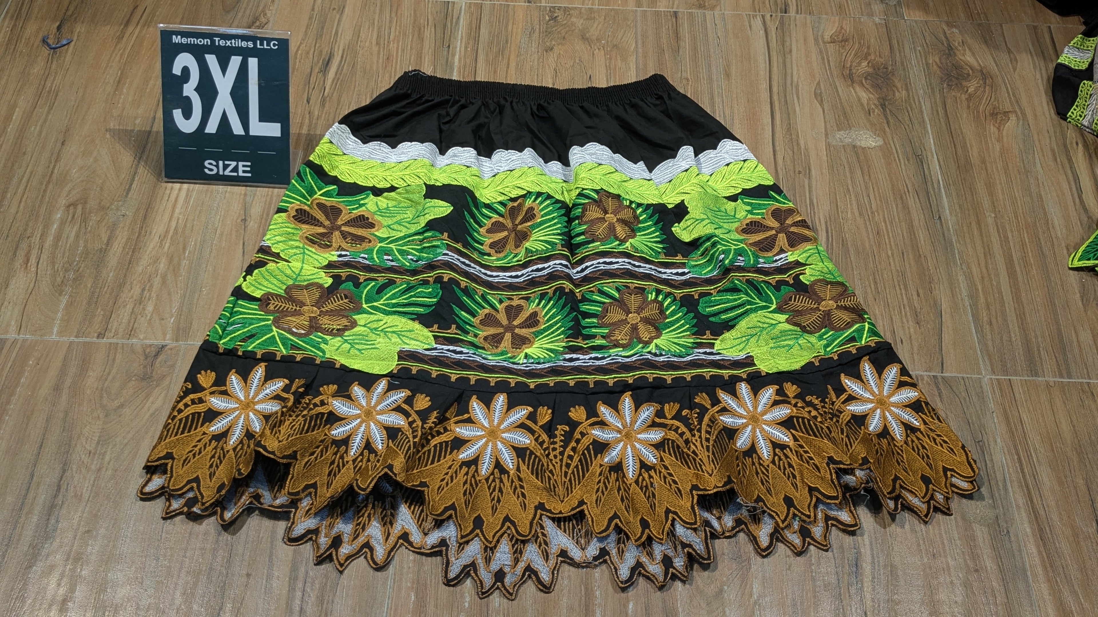 Premium Floral Embroidered Island Skirts (Urohs) - 3XL
