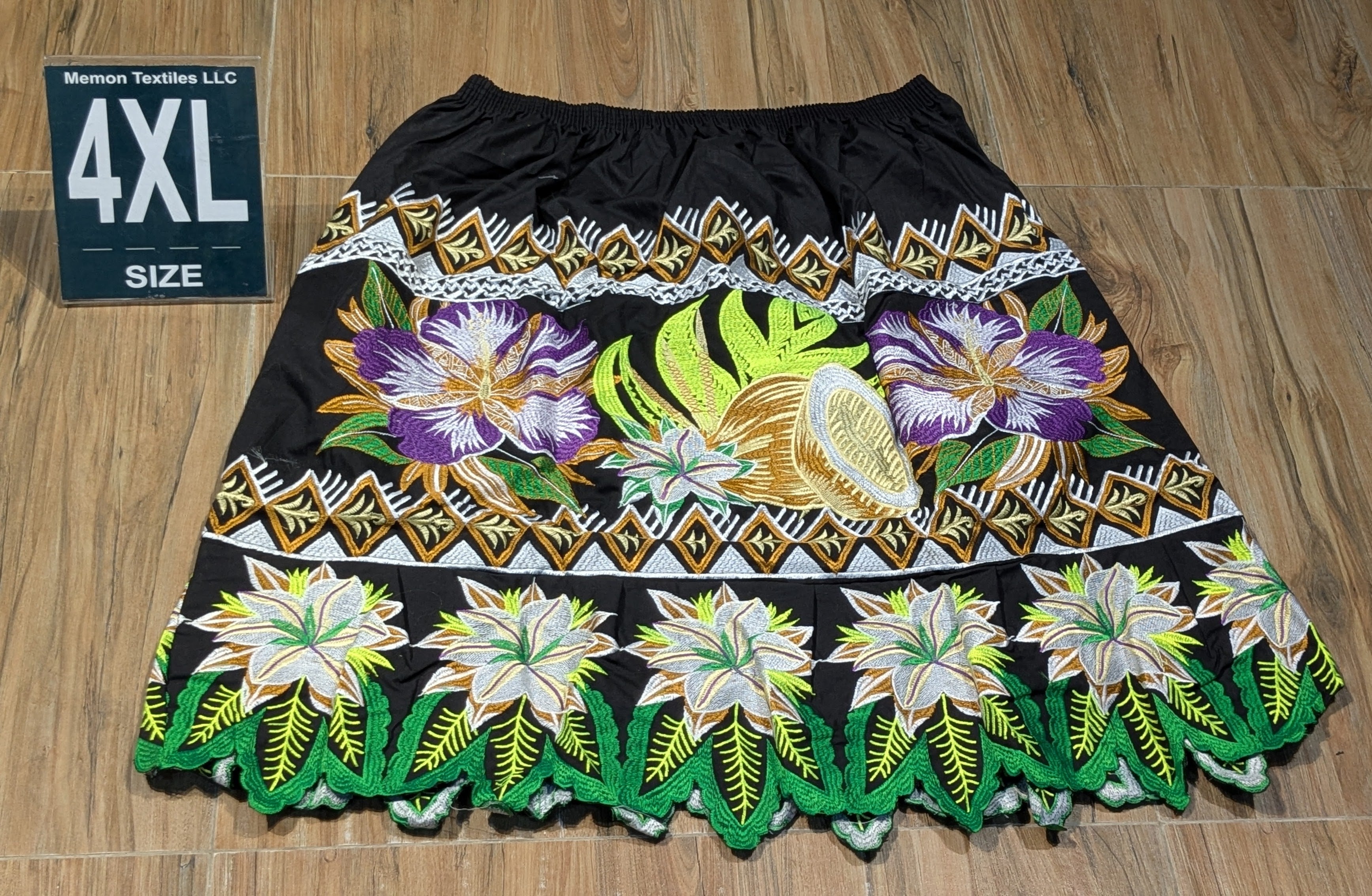 Floral Embroidered Island Skirts (Urohs) - 4XL #1435