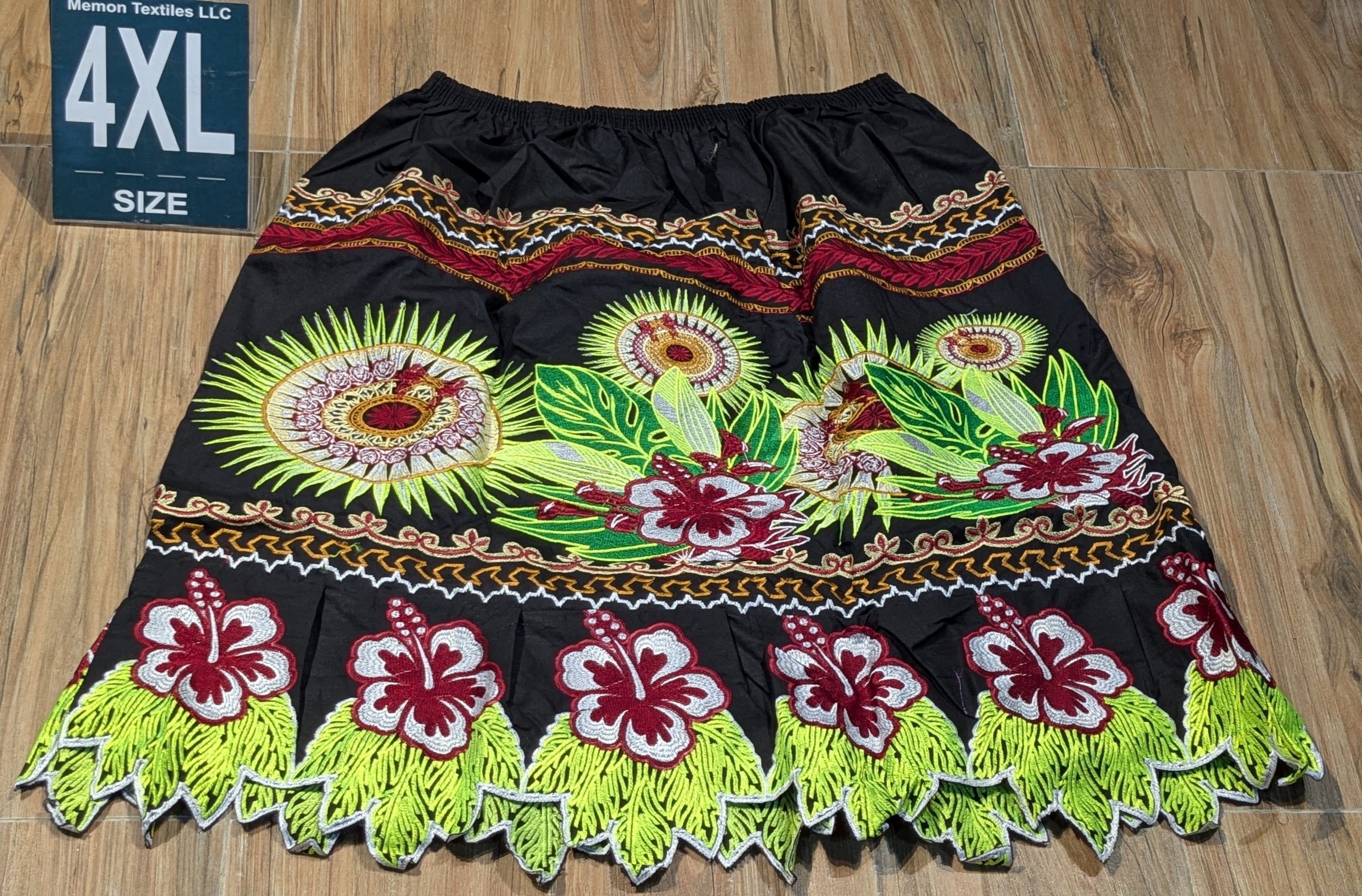 Floral Embroidered Island Skirts (Urohs) - 4XL #1436