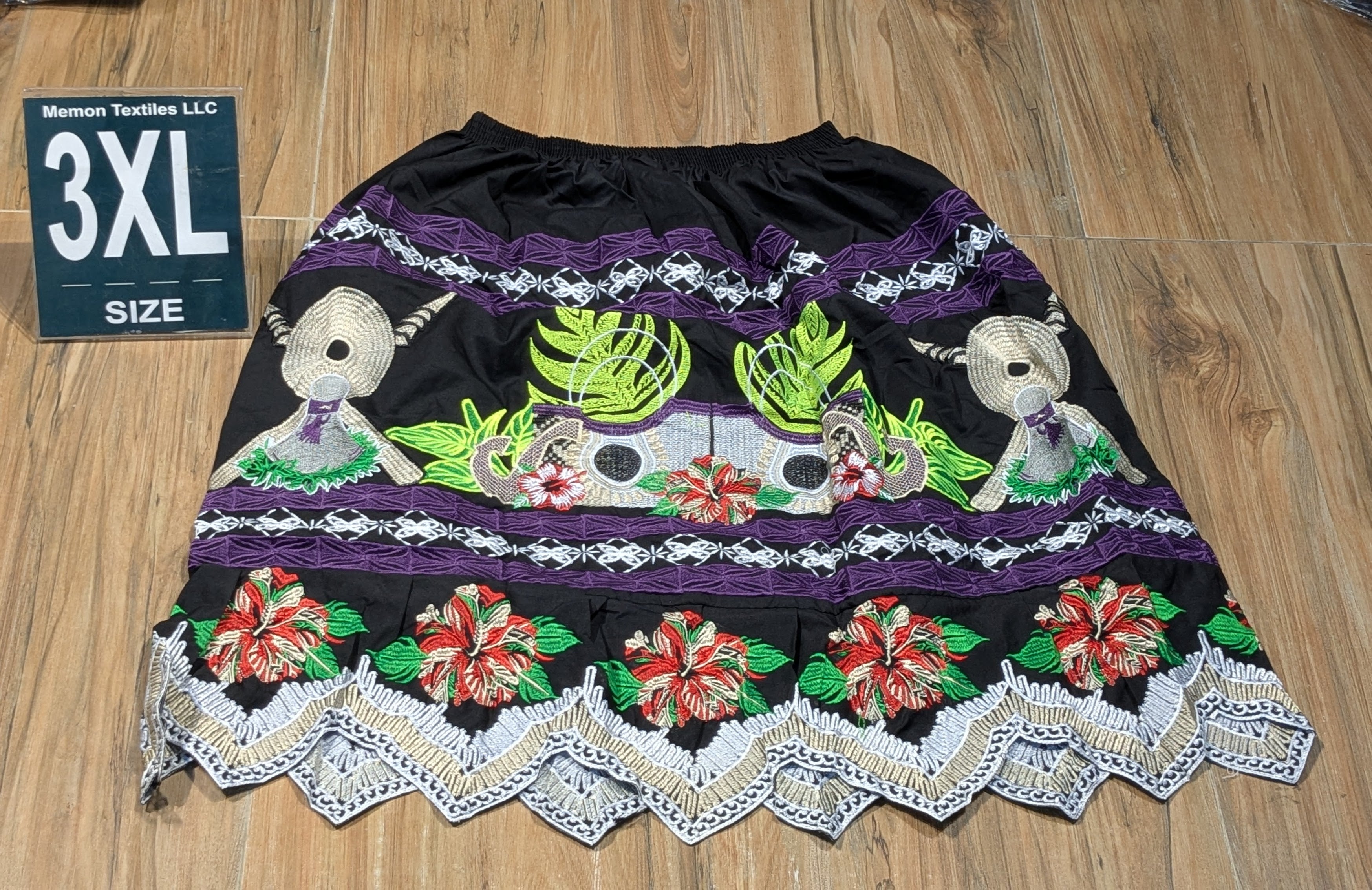 Floral Embroidered Island Skirts (Urohs) - 3XL #1447