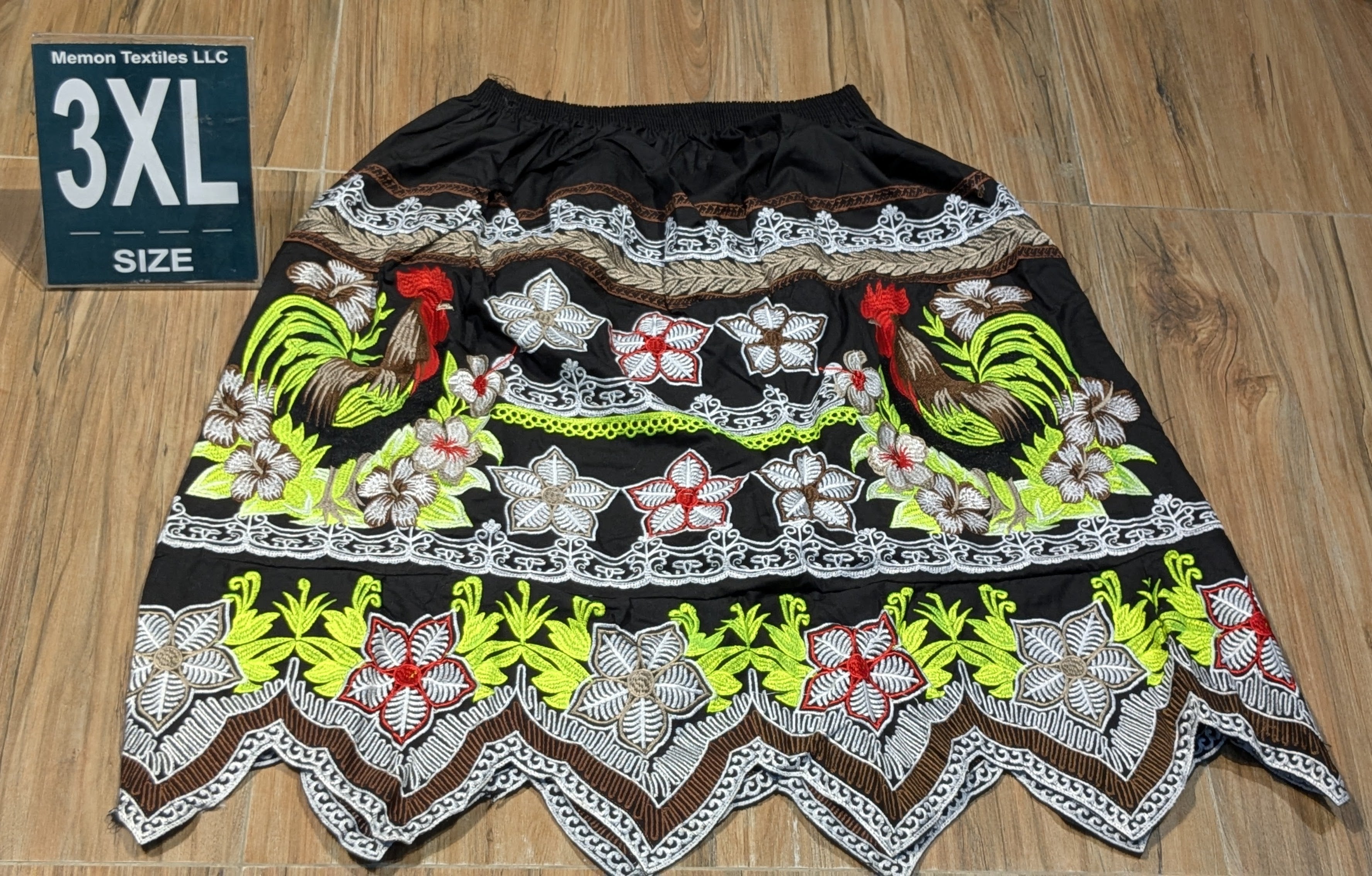 Floral Embroidered Island Skirts (Urohs) - 3XL #1452