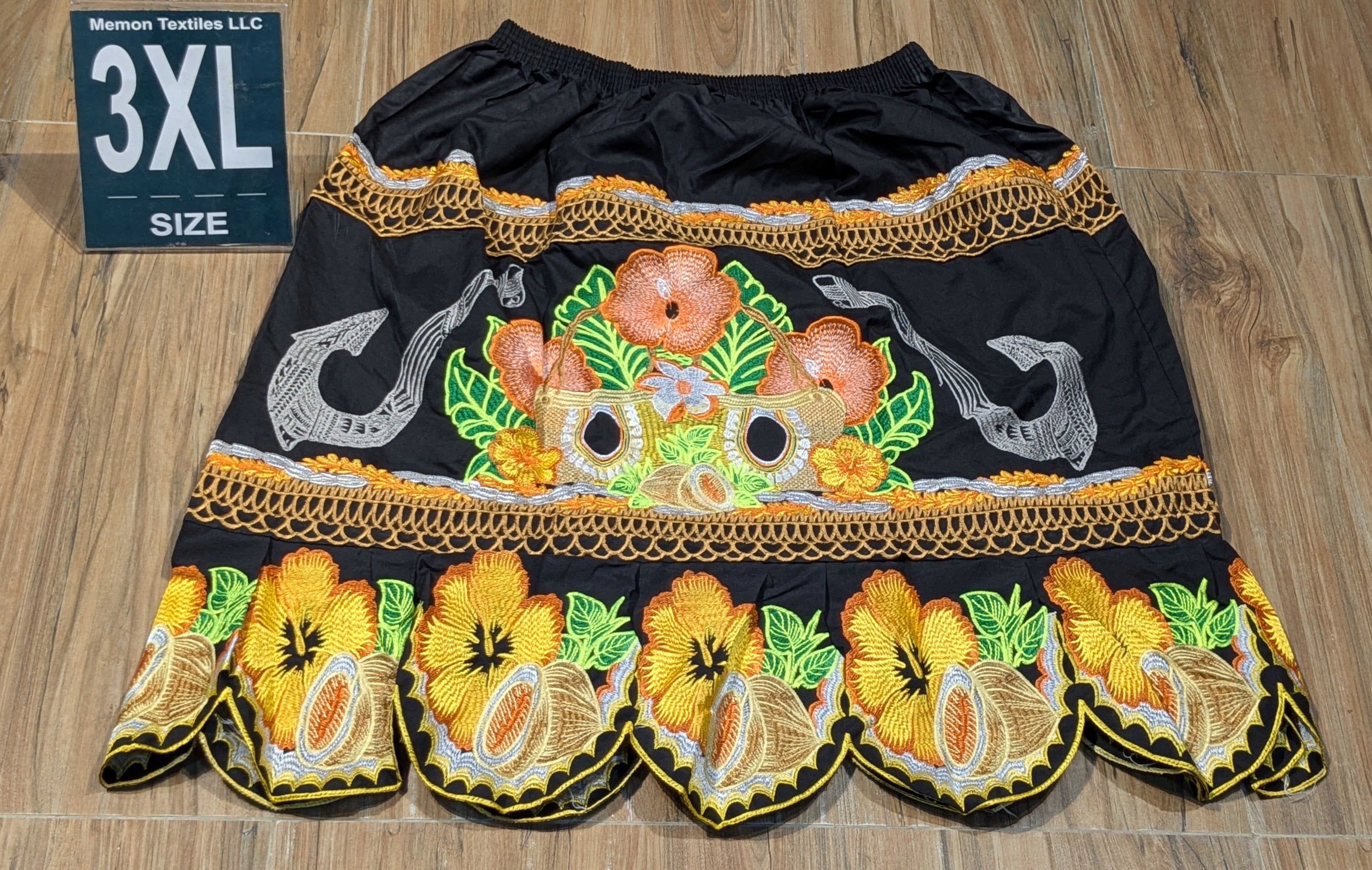 Floral Embroidered Island Skirts (Urohs) - 3XL #1454