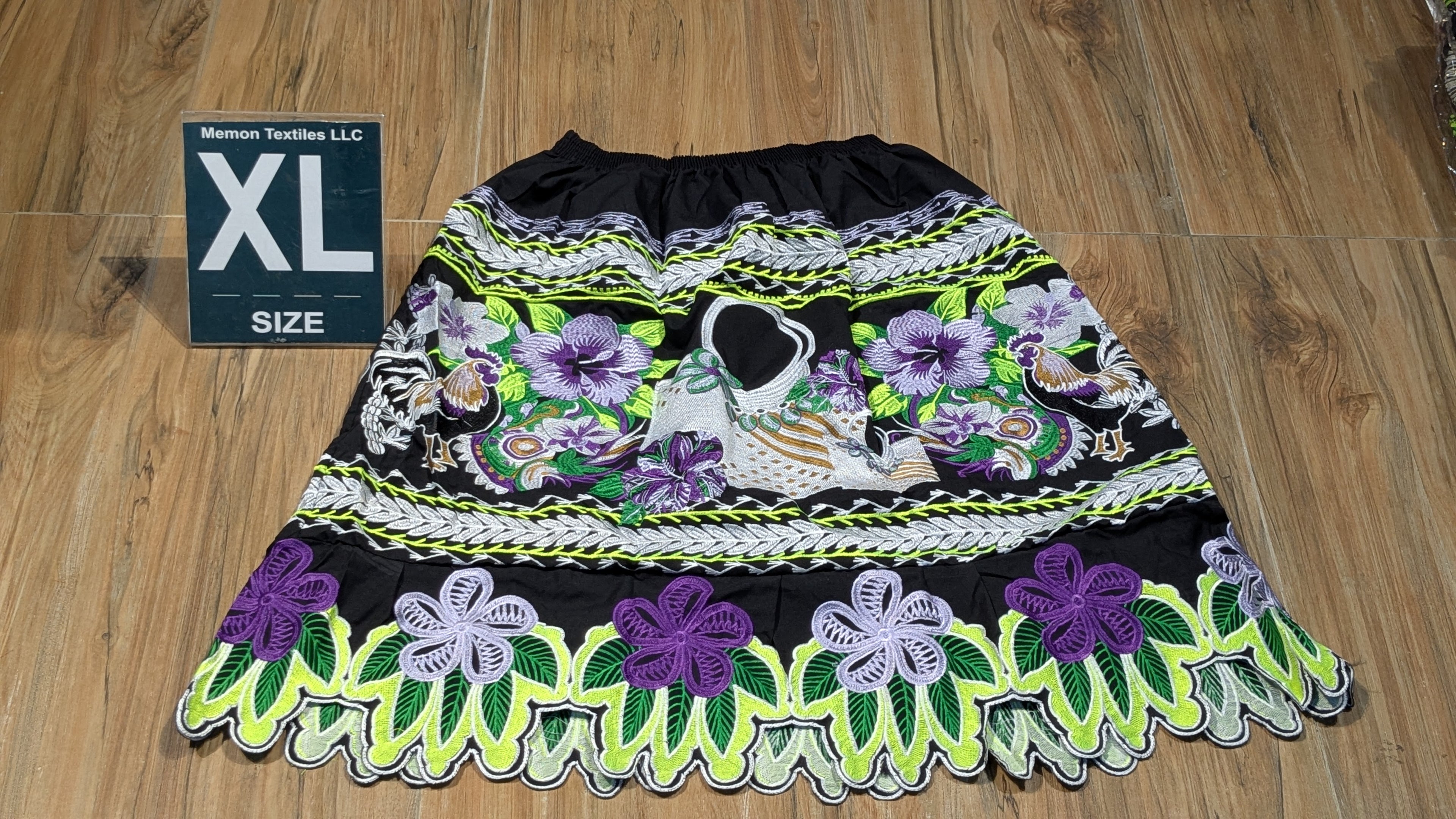 Floral Embroidered Island Skirts (Urohs) - XL #1472