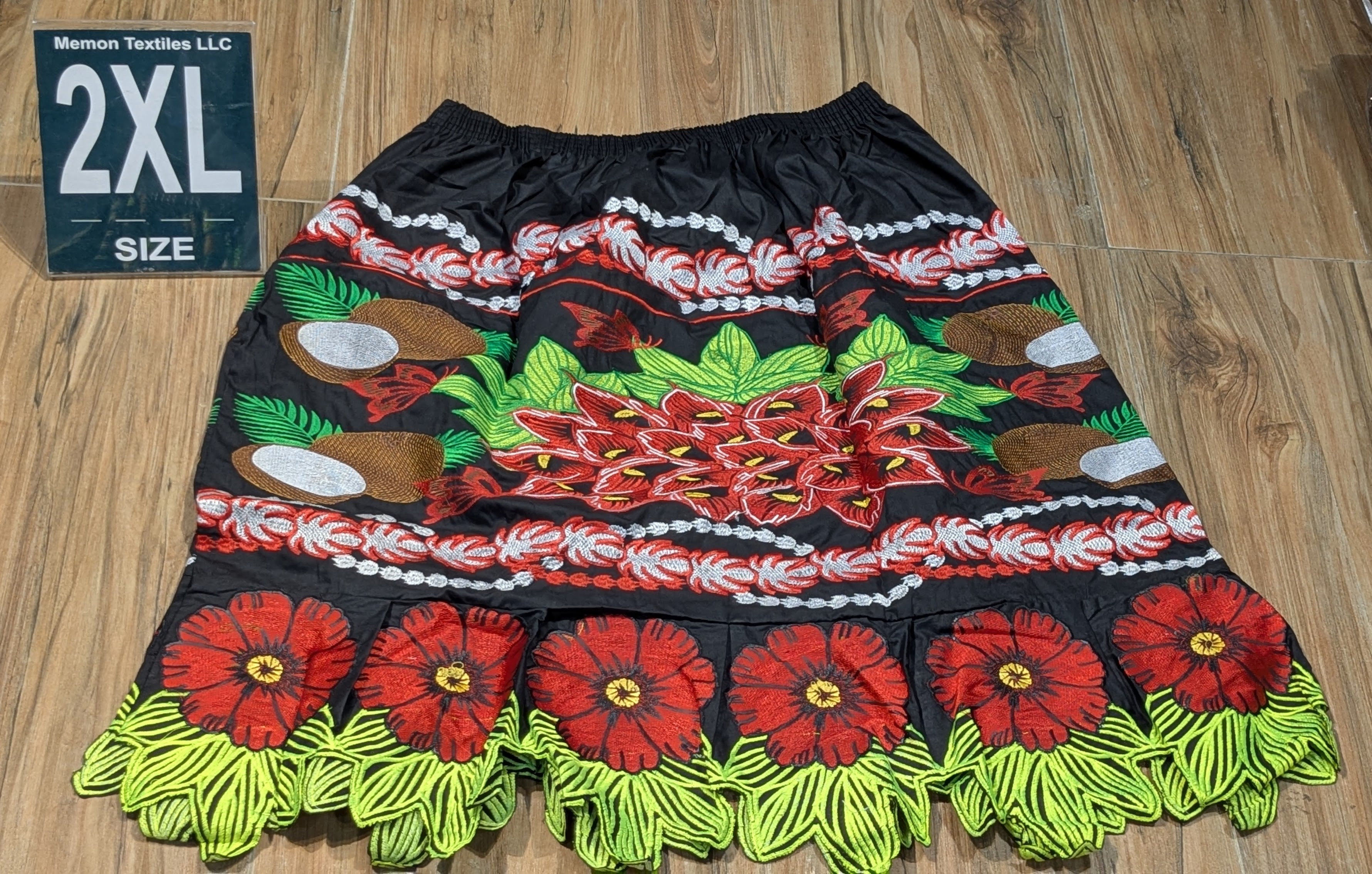 Floral Embroidered Island Skirts (Urohs) - 2XL #1505