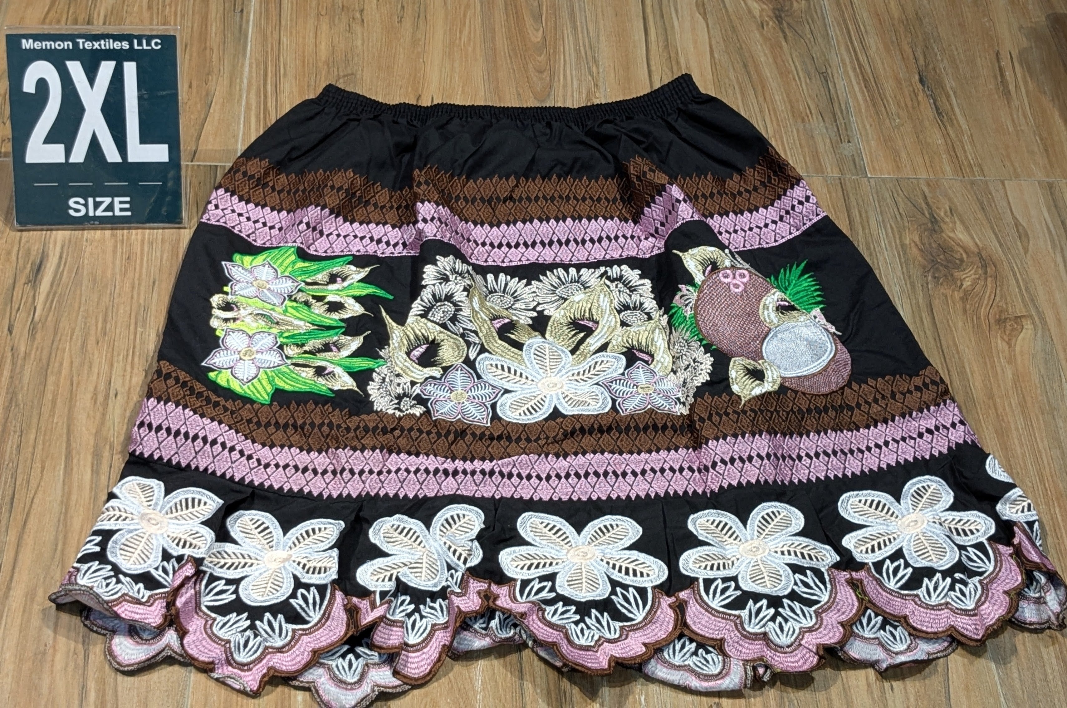 Floral Embroidered Island Skirts (Urohs) - 2XL #1509