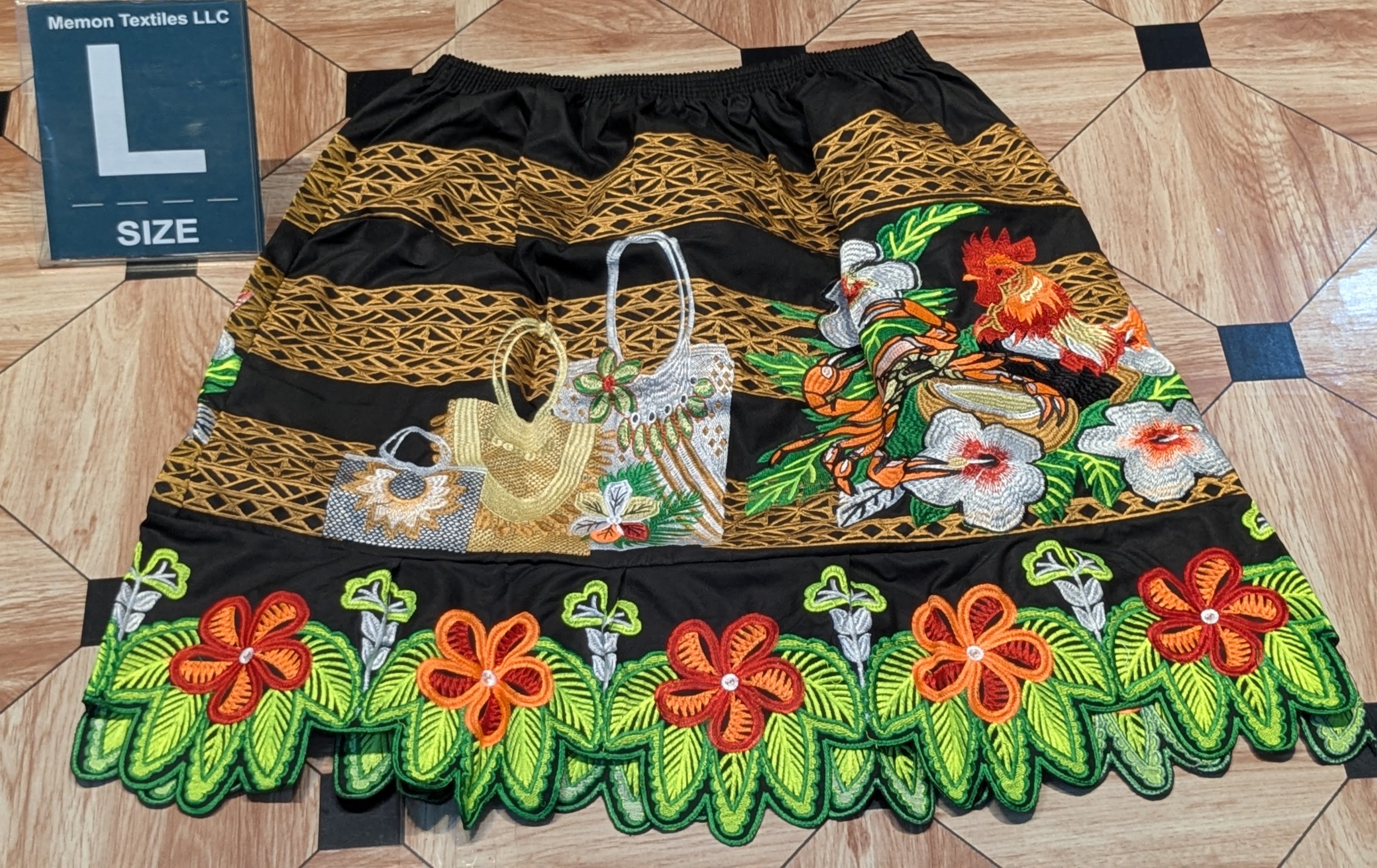 Floral Embroidered Island Skirts (Urohs) - L