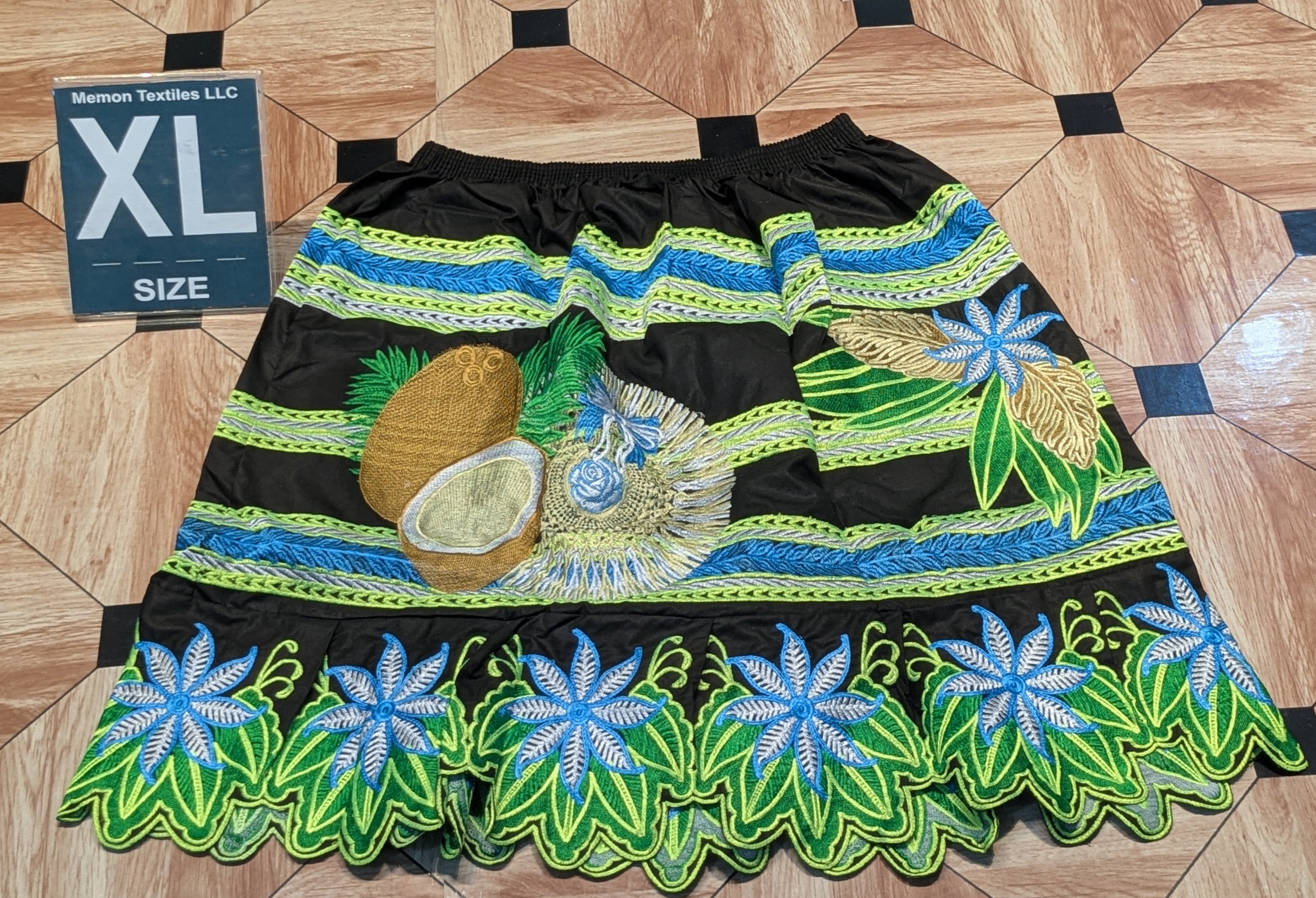 Floral Embroidered Island Skirts (Urohs) - XL