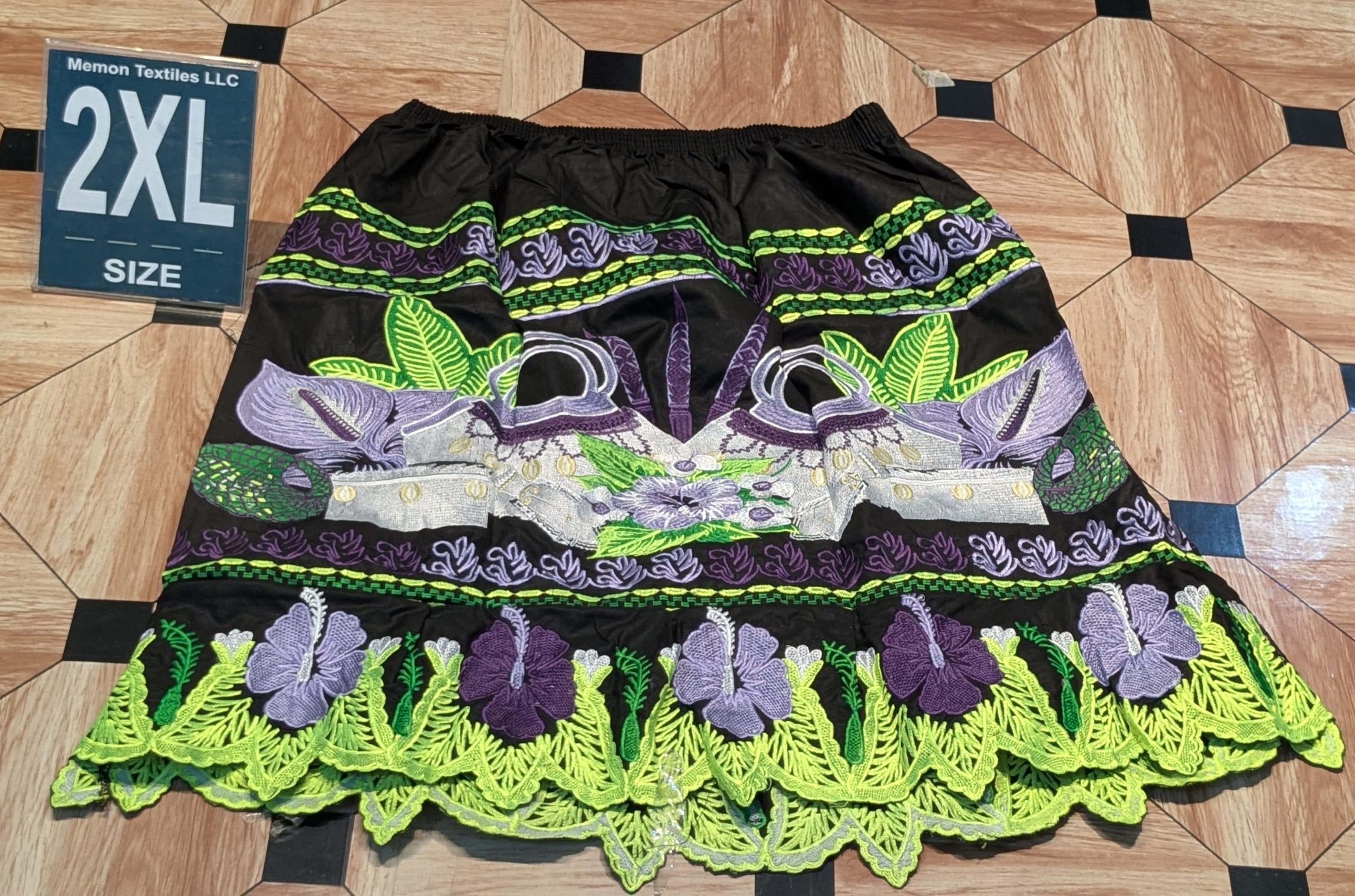 Floral Embroidered Island Skirts (Urohs) - 2XL