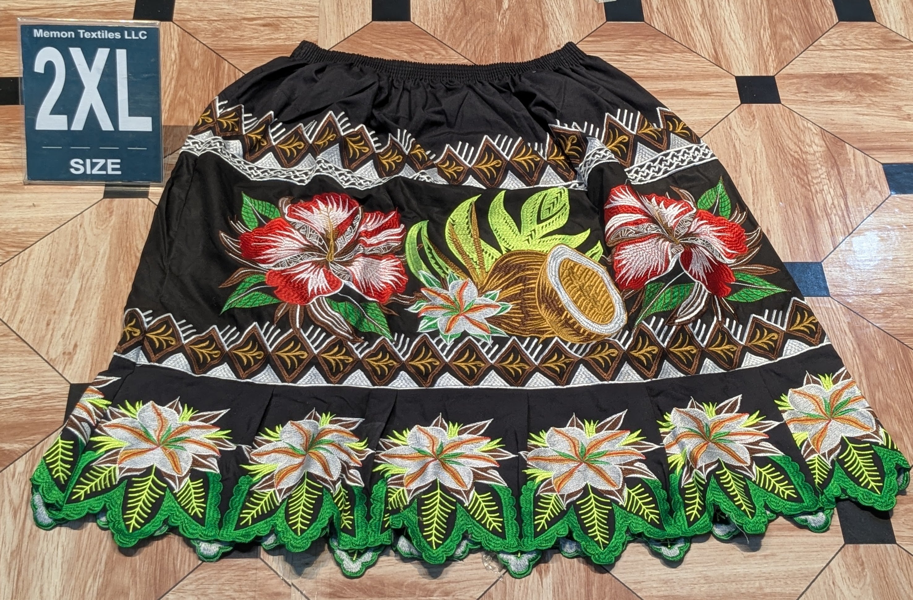 Floral Embroidered Island Skirts (Urohs) - 2XL
