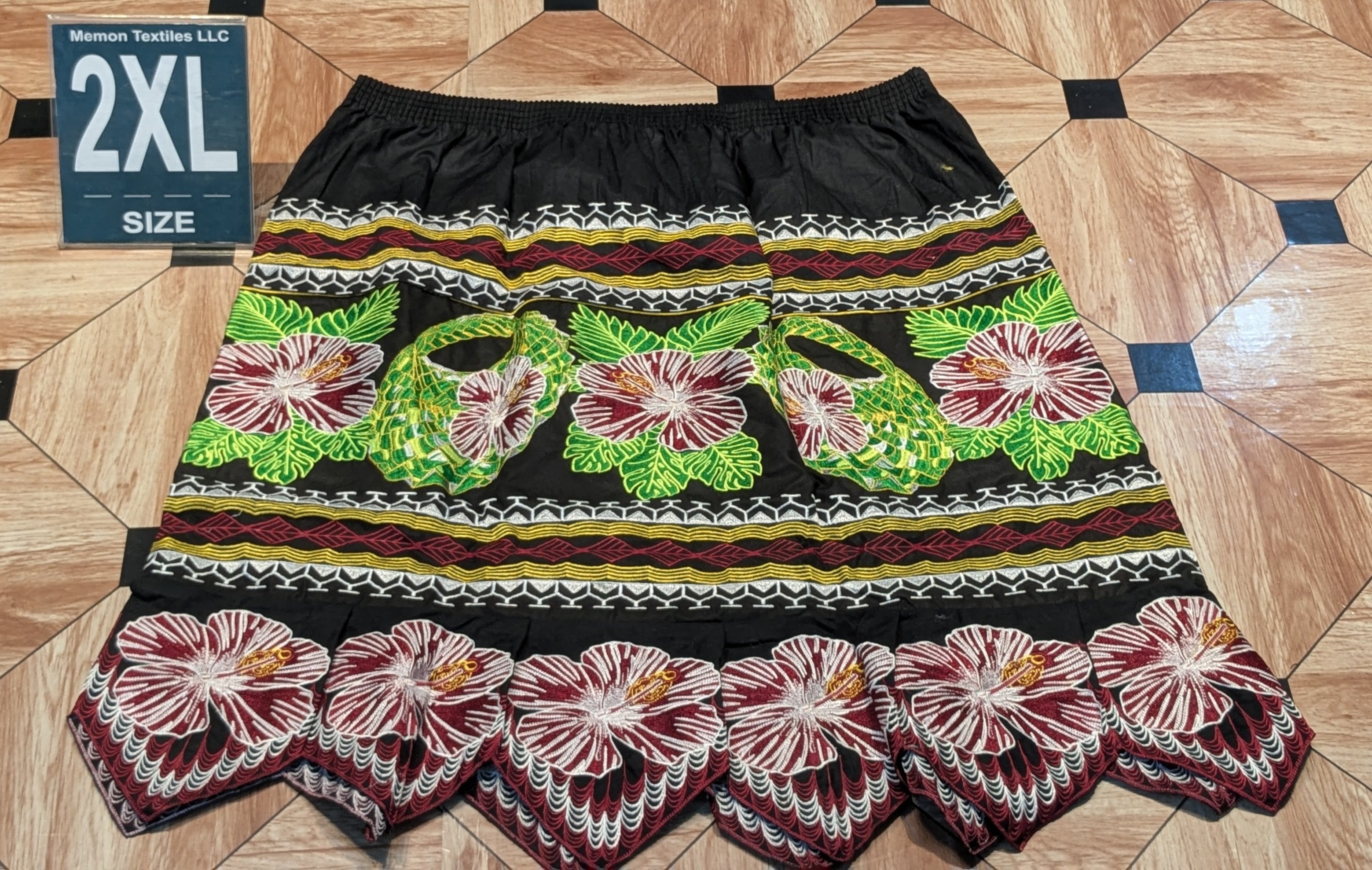 Floral Embroidered Island Skirts (Urohs) - 2XL
