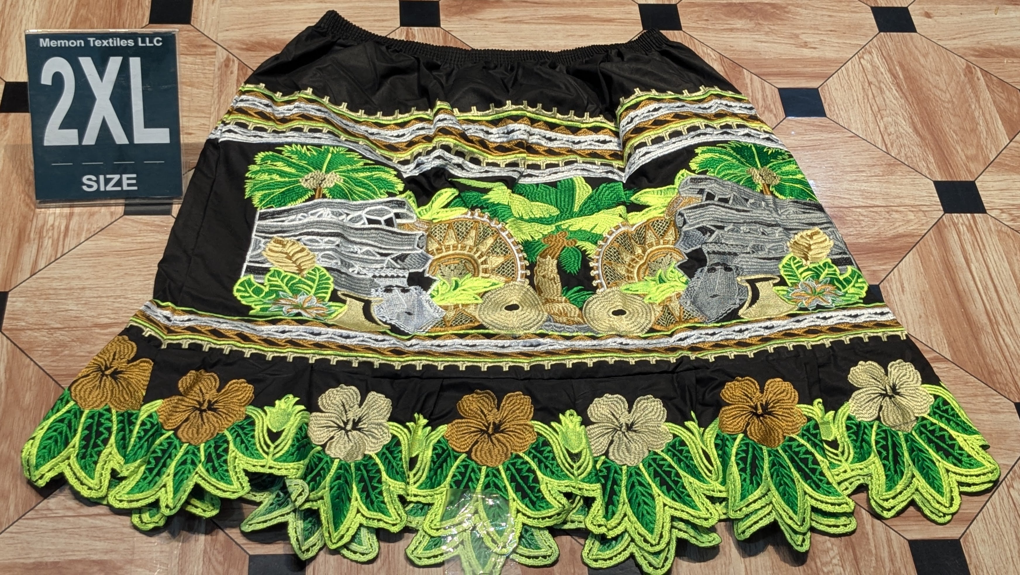 Floral Embroidered Island Skirts (Urohs) - 2XL