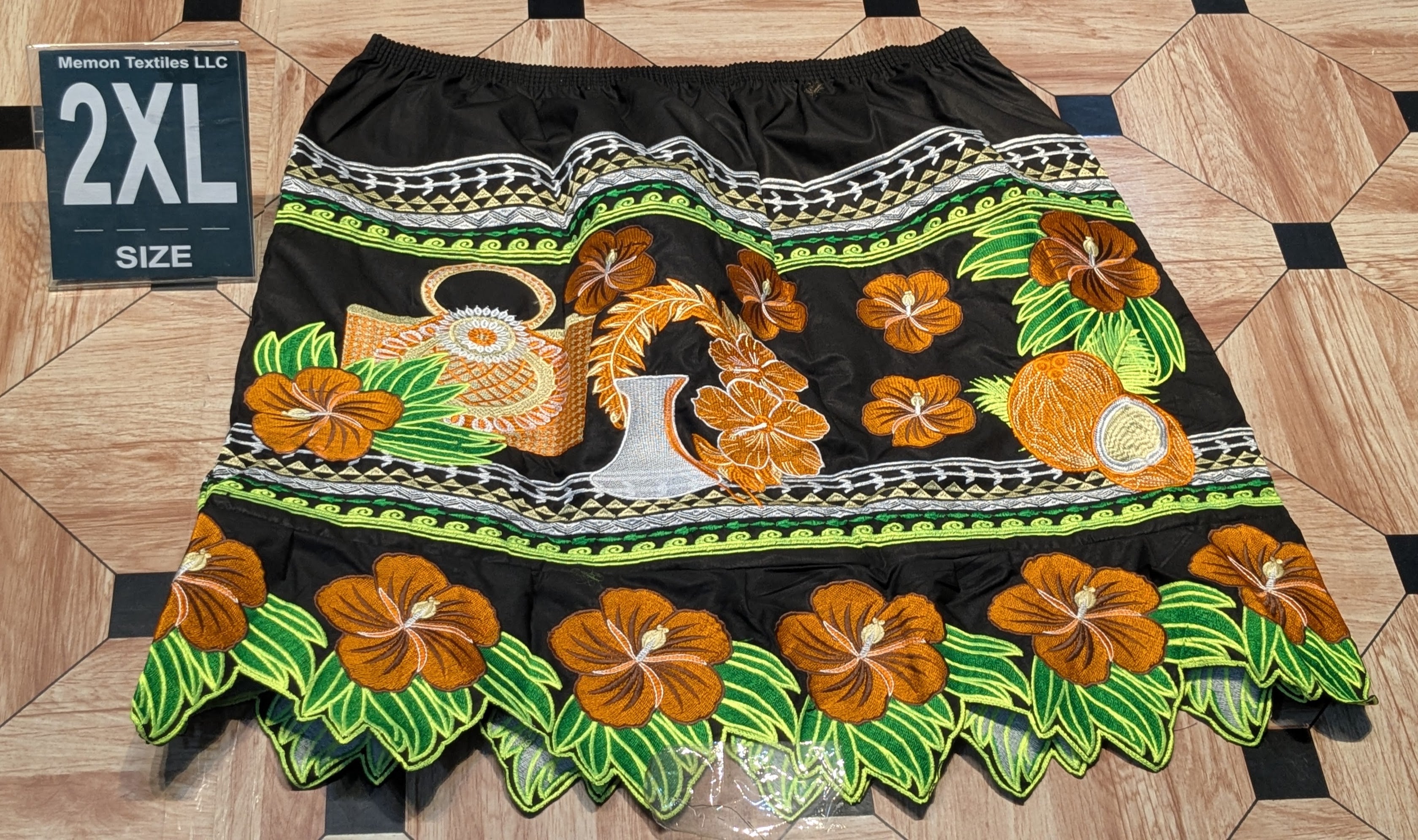 Floral Embroidered Island Skirts (Urohs) - 2XL