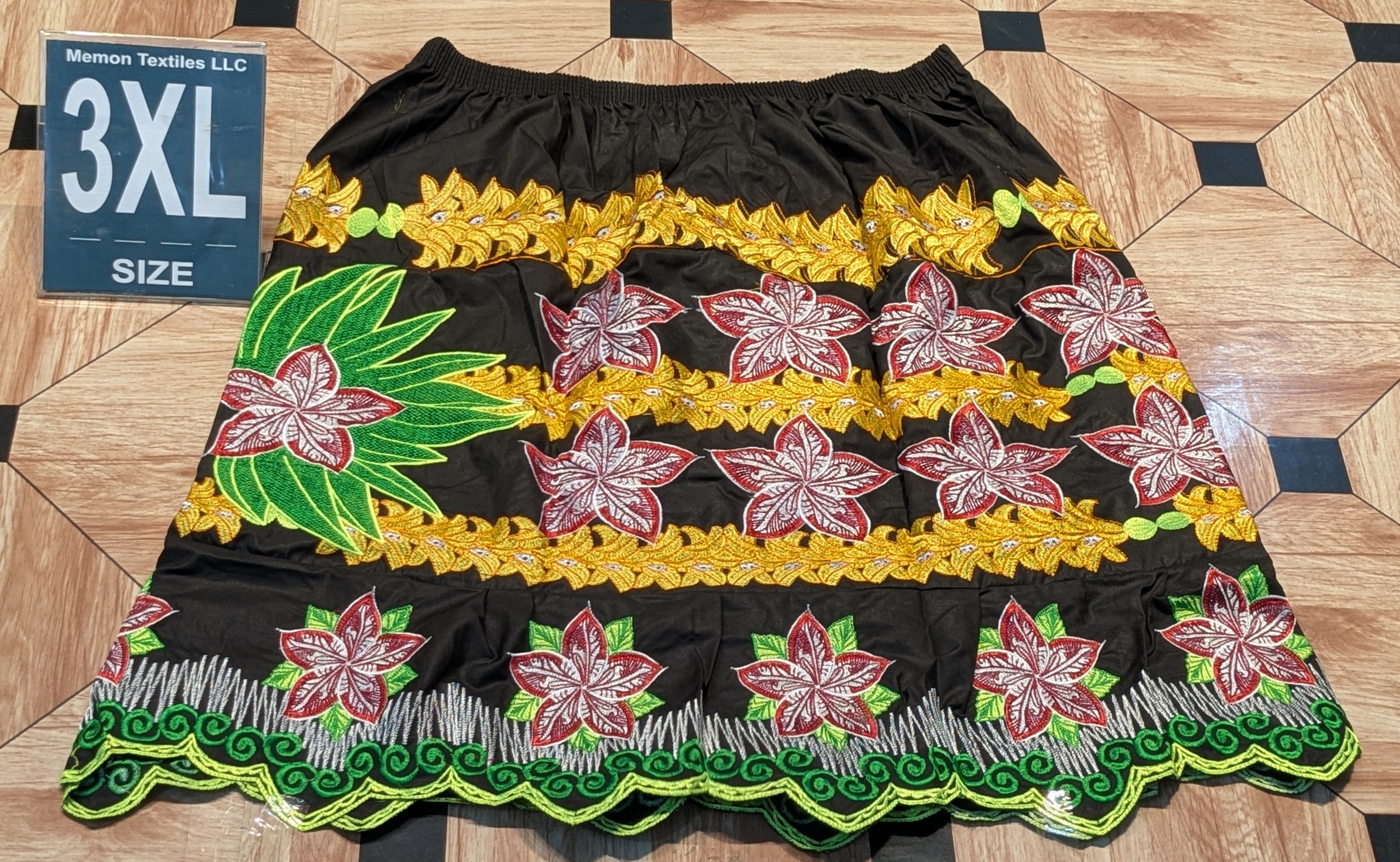 Floral Embroidered Island Skirts (Urohs) - 3XL