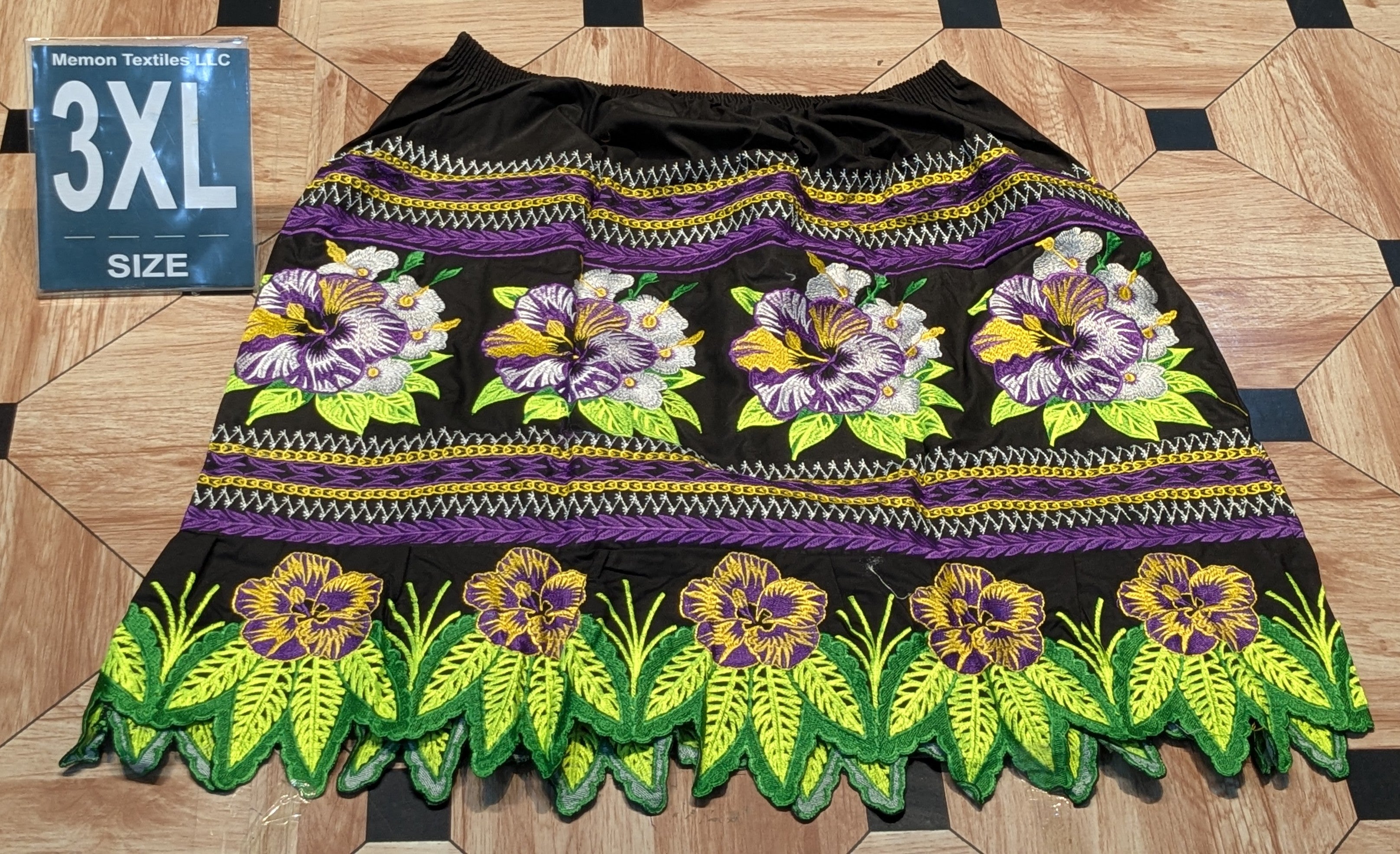 Floral Embroidered Island Skirts (Urohs) - 3XL