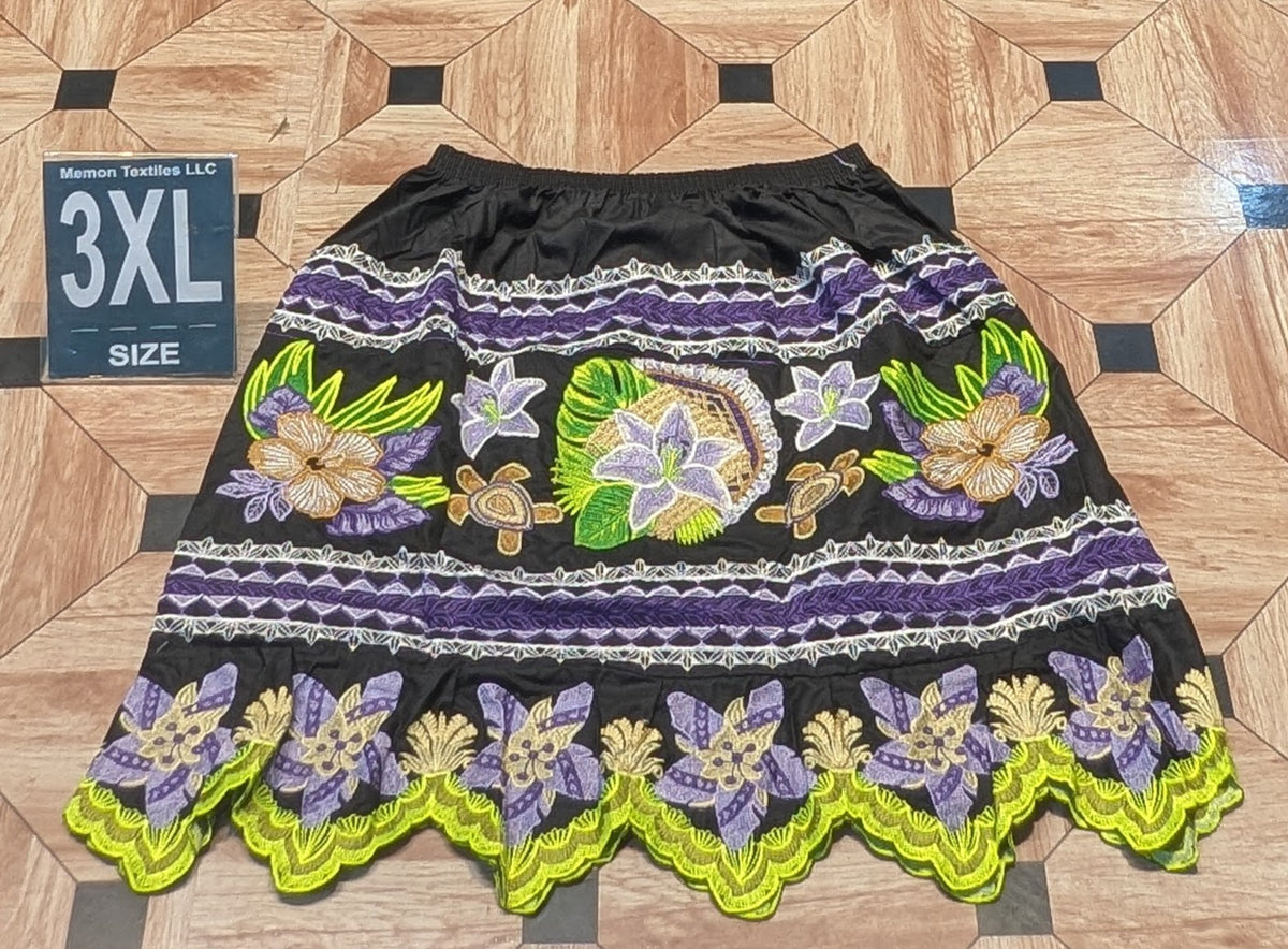 Floral Embroidered Island Skirts (Urohs) - 3XL