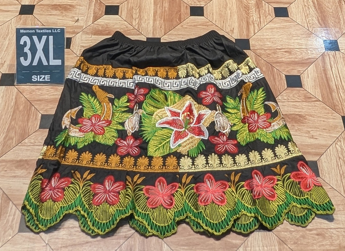 Floral Embroidered Island Skirts (Urohs) - 3XL