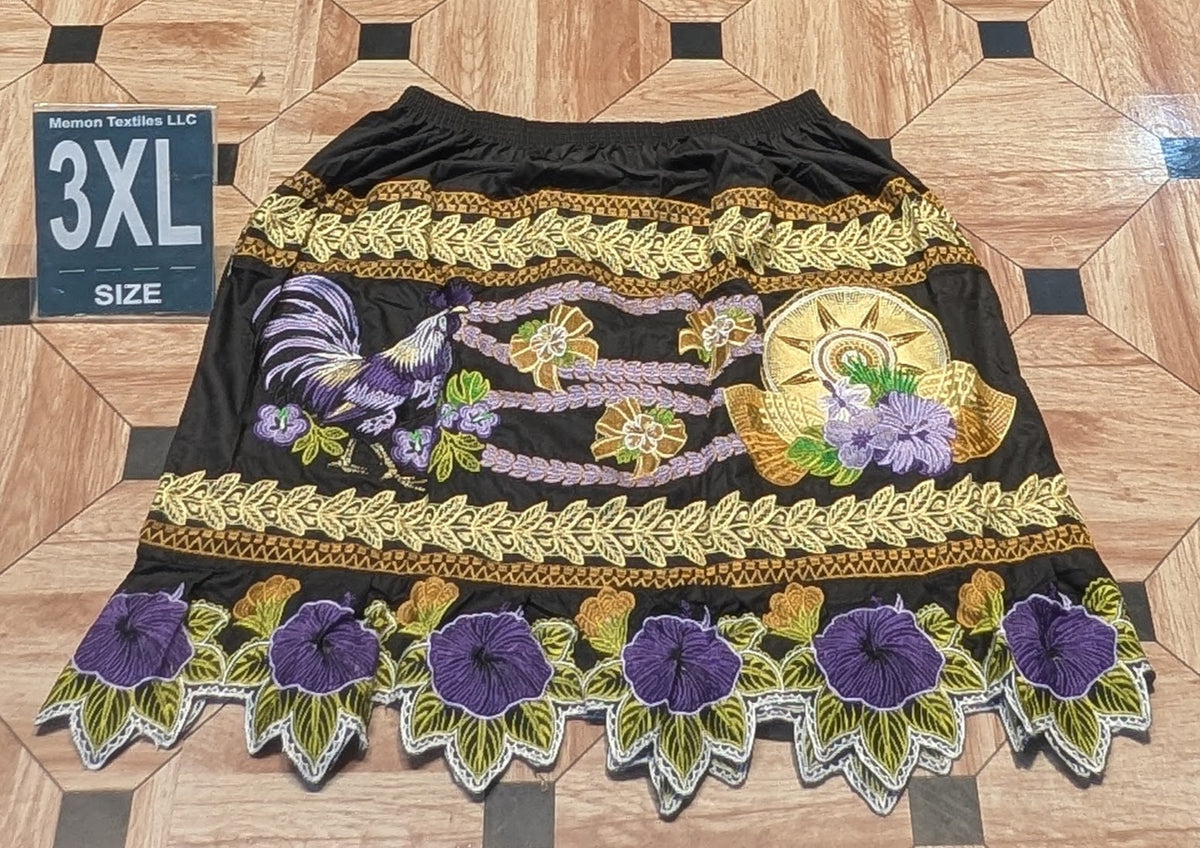 Floral Embroidered Island Skirts (Urohs) - 3XL