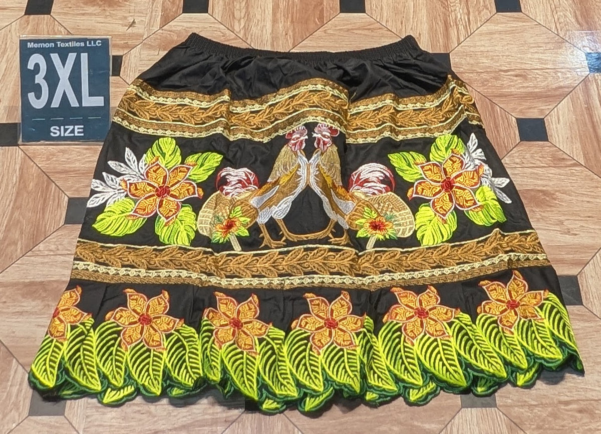 Floral Embroidered Island Skirts (Urohs) - 3XL