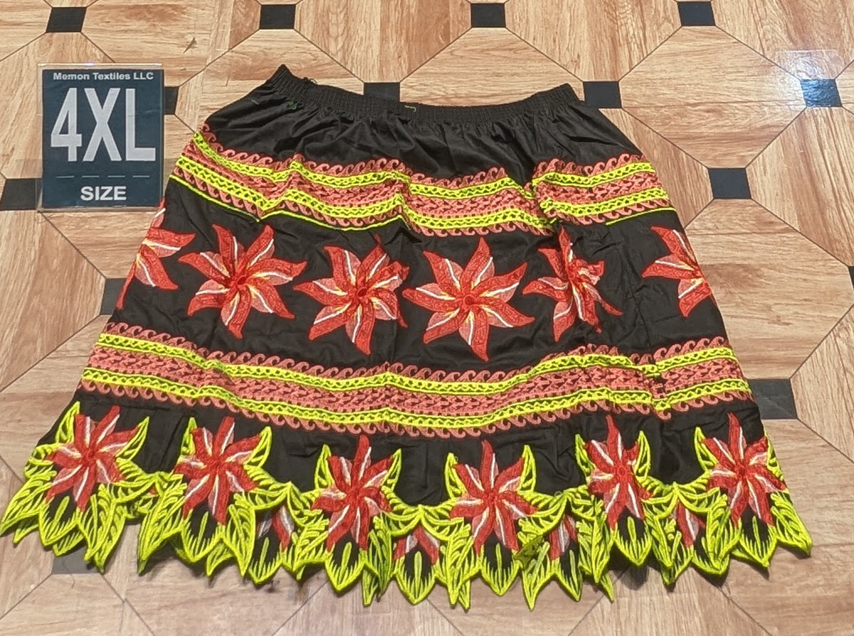 Floral Embroidered Island Skirts (Urohs) - 4XL