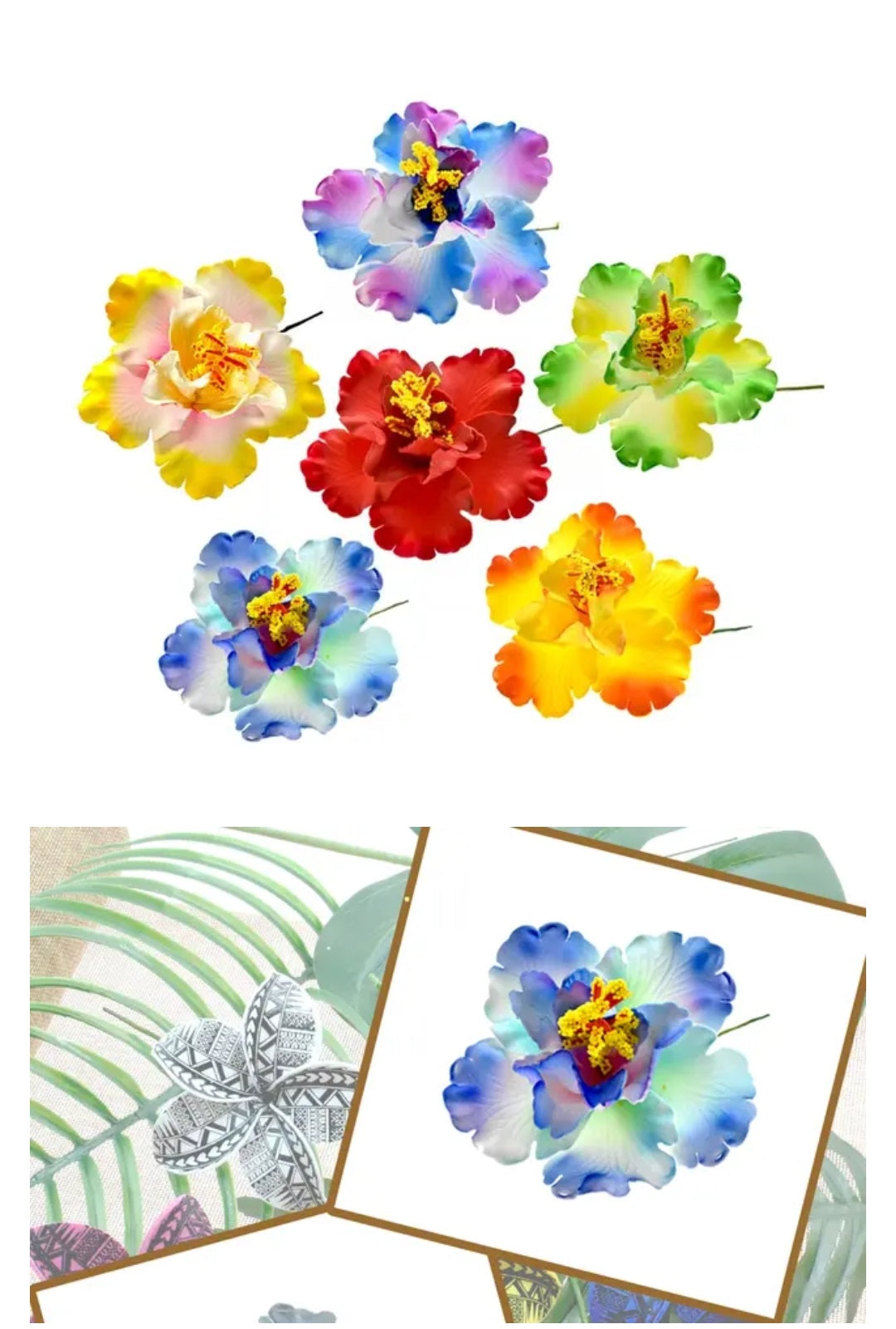 Pack of 6 - Tropical Hair Flower Foam Hair pin Hawaiian